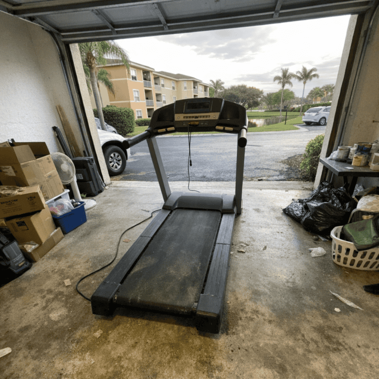 Garage full of items left behind by previous owner in Palm Beach County home