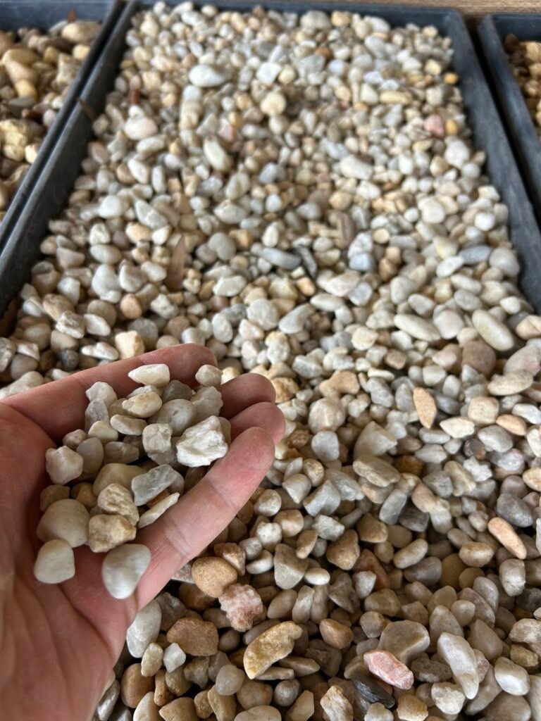 White Chattahoochee pebble rock delivery in Palm Beach County, Florida