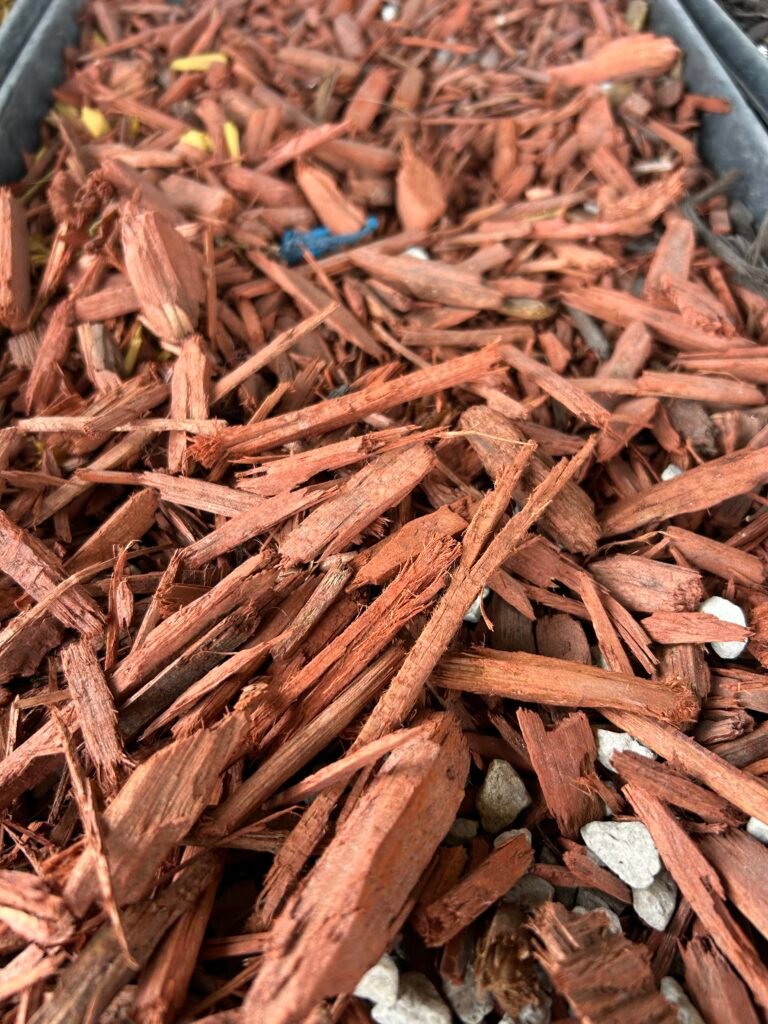 Red mulch delivery in Palm Beach County, Florida
