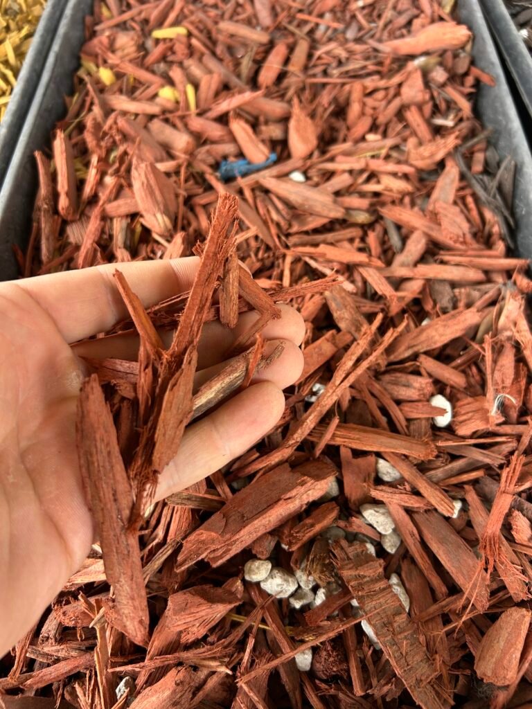 Red mulch delivery in Palm Beach County, Florida