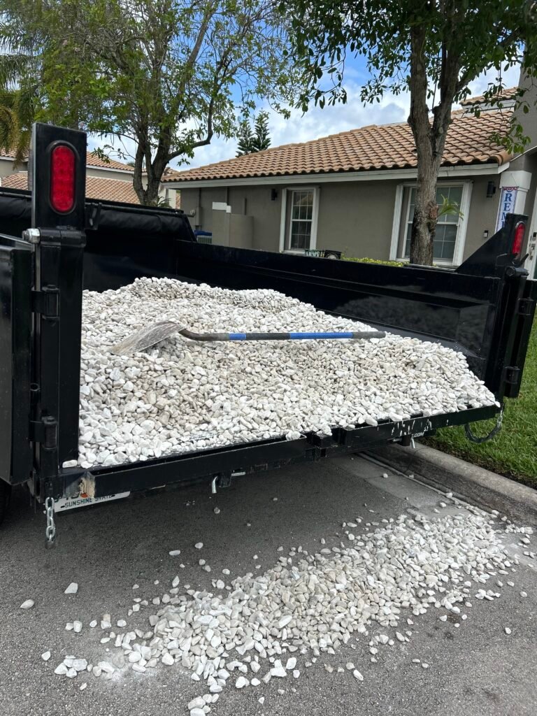 White Marble gravel delivery in Palm Beach County